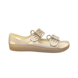 F-Troupe Women’s White PVC Buckle Strap Open Toe Sandals Size EU37/US7